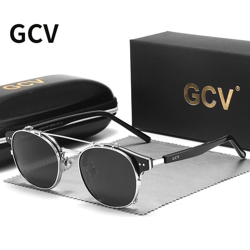 Óculos de Sol GCV Gótico Lente removível de dupla camada Polarizado